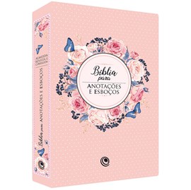 Bíblia para Anotações e Esboços | ARC | Capa Luxo Floral Rosa