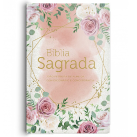 Segunda imagem do produto Bíblia Rosas Blush | ARC | Letra Gigante | Dicionário Bíblico e Concordância | Capa Semi-Luxo