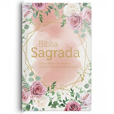 Bíblia Rosas Blush | ARC | Letra Gigante | Dicionário Bíblico e Concordância | Capa Semi-Luxo