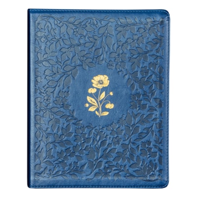 Bíblia Sagrada | ACF | Espaço Para Anotações | Leitura Perfeita | Couro-Soft Azul Com Flores Em Baix