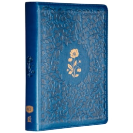 Bíblia Sagrada | ACF | Espaço Para Anotações | Leitura Perfeita | Couro-Soft Azul Com Flores Em Baix