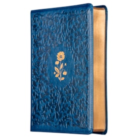 Segunda imagem do produto Bíblia Sagrada | ACF | Espaço Para Anotações | Leitura Perfeita | Couro-Soft Azul Com Flores Em Baix