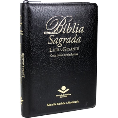 Bíblia Sagrada | ARA | Letra Gigante | Notas e Referências C/ Zíper Capa Preta