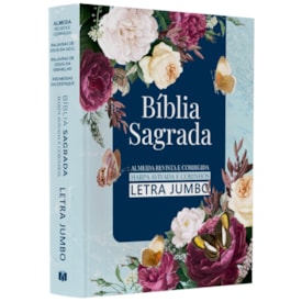 Bíblia Sagrada | ARC | Harpa Avivada e Corinhos | Jumbo | Capa Dura Azul com Flores