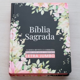 Segunda imagem do produto Bíblia Sagrada | ARC | Harpa Avivada e Corinhos | Jumbo | Capa Dura Preta com Flores