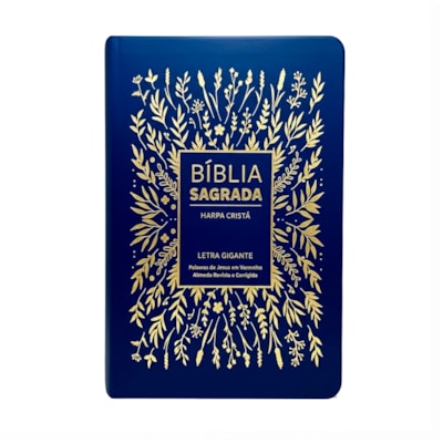 Bíblia Sagrada | ARC | Letra Gigante com Harpa Cristã | Floral Azul