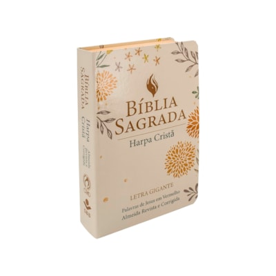 Segunda imagem do produto Bíblia Sagrada | ARC | Letra Gigante | Harpa Cristã | Capa Dura Floral Bege
