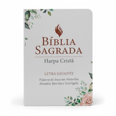 Bíblia Sagrada | ARC | Letra Gigante | Harpa Cristã | Capa Dura Floral Branca