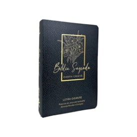 Segunda imagem do produto Bíblia Sagrada | ARC | Letra Gigante | Harpa Cristã | Capa Semiflexível Floral Preta