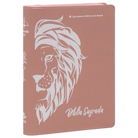 Bíblia Sagrada | ARC | Letra Grande | Capa Luxo Leão Rosa c/ Zíper