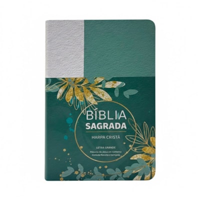 Bíblia Sagrada | ARC | Letra Grande | Harpa Cristã | Capa Luxo Floral Verde e Branco