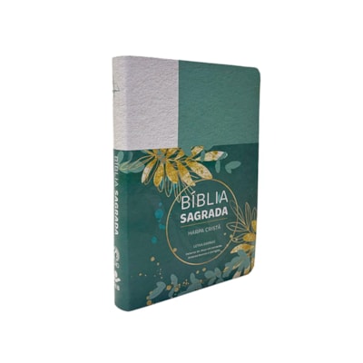 Segunda imagem do produto Bíblia Sagrada | ARC | Letra Grande | Harpa Cristã | Capa Semiflexível Floral Verde e Branco