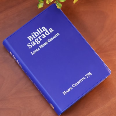 Segunda imagem do produto Bíblia Sagrada | ARC | Letra Hipergigante | Capa Luxo Azul | Harpa Celestial 774