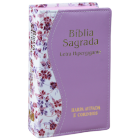 Bíblia Sagrada | ARC | Letra Hipergigante | Capa Luxo Bicolor Lilás | Harpa Avivada e Corinhos