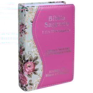 Bíblia Sagrada | ARC | Letra Hipergigante | Capa Luxo Floral Pink | Harpa 774