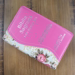 Segunda imagem do produto Bíblia Sagrada | ARC | Letra Hipergigante | Capa Luxo Floral Pink | Harpa 774