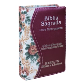 Bíblia Sagrada | ARC | Letra Hipergigante | Capa Luxo Floral Vinho | Harpa 774