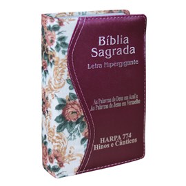 Bíblia Sagrada |ARC| Letra Hipergigante | Capa Luxo Floral Vinho | Harpa 774