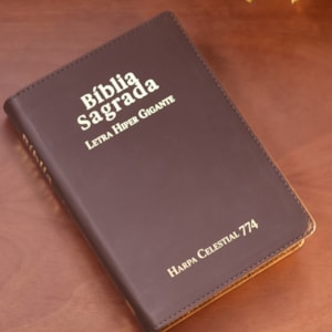 Segunda imagem do produto Bíblia Sagrada | ARC | Letra Hipergigante | Capa Luxo Marrom | Harpa Celestial 774