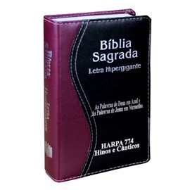 Bíblia Sagrada |ARC| Letra Hipergigante | Capa Luxo Preta e Vinho  | Harpa 774
