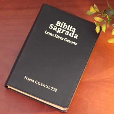 Segunda imagem do produto Bíblia Sagrada | ARC | Letra Hipergigante | Capa Luxo Preta | Harpa Celestial 774