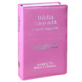 Bíblia Sagrada |ARC| Letra Hipergigante | Capa Luxo Rosa  | Harpa 774
