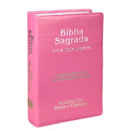 Bíblia Sagrada |ARC| Letra Hipergigante | Capa Luxo Rosa Pink  | Harpa 774