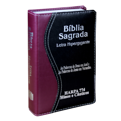 Bíblia Sagrada | ARC | Letra Hipergigante | Capa Luxo Vinho e Preta | Harpa 774