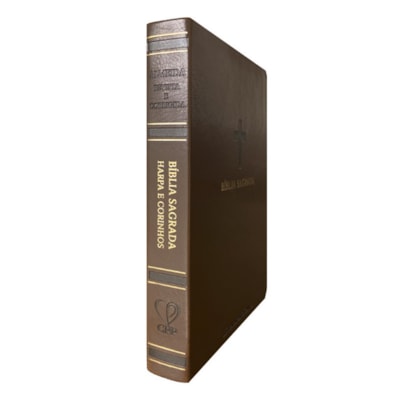 Segunda imagem do produto Bíblia Sagrada | ARC | Letra Hipergigante | Harpa Avivada e Corinhos | Capa PU Luxo Cruz Marrom