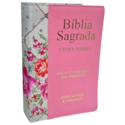 Bíblia Sagrada | ARC | Letra Jumbo | Capa Luxo Bicolor Rosa | Harpa Avivada e Corinhos