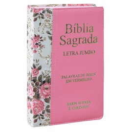 Bíblia Sagrada | ARC | Letra Jumbo | Capa Luxo Bicolor Rosa | Harpa Avivada e Corinhos