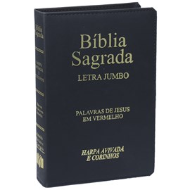 Bíblia Sagrada | ARC | Letra Jumbo | Capa Luxo Preta | Harpa Avivada e Corinhos