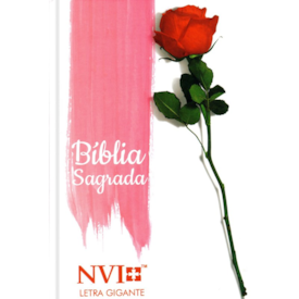 Segunda imagem do produto Bíblia Sagrada Botão de Rosa | NVI | Letra Gigante | Capa Dura