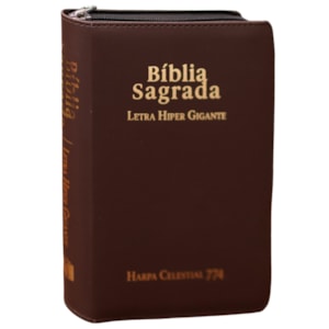 Bíblia Sagrada C/ Zíper | ARC | Letra Hipergigante | Capa Luxo Marrom | Harpa Celestial 774