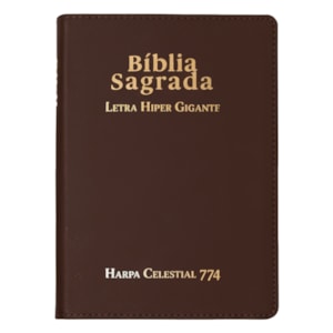 Bíblia Sagrada C/ Zíper | ARC | Letra Hipergigante | Capa Luxo Marrom | Harpa Celestial 774