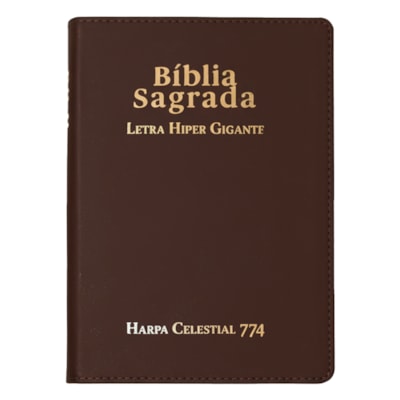 Bíblia Sagrada C/ Zíper | ARC | Letra Hipergigante | Capa Luxo Marrom | Harpa Celestial 774
