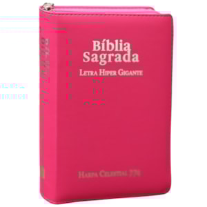 Bíblia Sagrada C/ Zíper | ARC | Letra Hipergigante | Capa Luxo Pink | Harpa Celestial 774