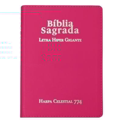 Bíblia Sagrada C/ Zíper | ARC | Letra Hipergigante | Capa Luxo Pink | Harpa Celestial 774