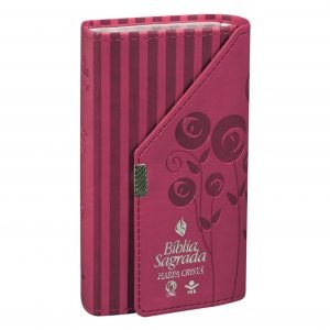 Bíblia Sagrada Carteira com Harpa Cristã | Letra Normal | ARC | Capa Couro Pink
