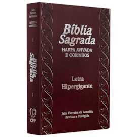 Bíblia Sagrada com Harpa Avivada e Corinhos | ARC | Letra Hipergigante | C/ Índice Capa Prateada Bordô