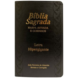 Bíblia Sagrada com Harpa Avivada e Corinhos | ARC | Letra Hipergigante | C/ Índice Capa PU Preta