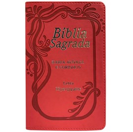 Bíblia Sagrada com Harpa Avivada e Corinhos | ARC | Letra Hipergigante | C/ Índice Capa PU Vermelha Neon