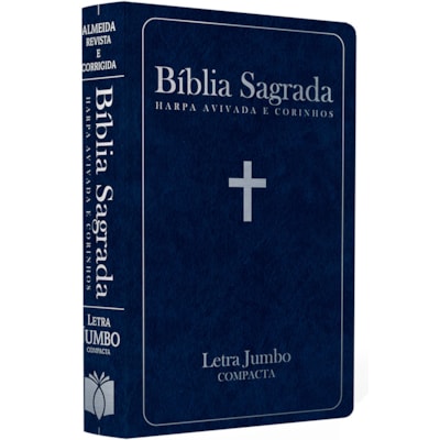 Bíblia Sagrada com Harpa Avivada e Corinhos  | ARC | Letra Jumbo | Capa Semiflexível Azul