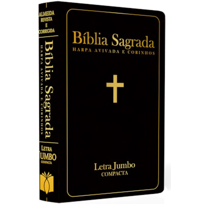 Bíblia Sagrada com Harpa Avivada e Corinhos | ARC  | Letra Jumbo | Capa Semiflexível Preta