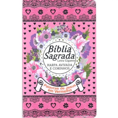 Bíblia Sagrada com Harpa Avivada e Corinhos | Letra Gigante | ARC | Laminada Pink