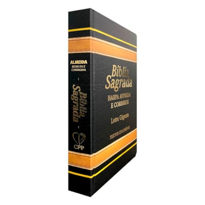 Segunda imagem do produto Bíblia Sagrada com Harpa Avivada e Corinhos | Letra Gigante | ARC | Laminada Preta e Dourado