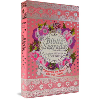 Segunda imagem do produto Bíblia Sagrada com Harpa Avivada e Corinhos | Letra Gigante | ARC | Laminada Rosa
