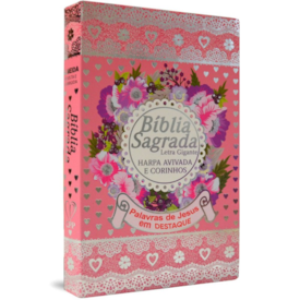 Segunda imagem do produto Bíblia Sagrada com Harpa Avivada e Corinhos | Letra Gigante | ARC | Laminada Rosa