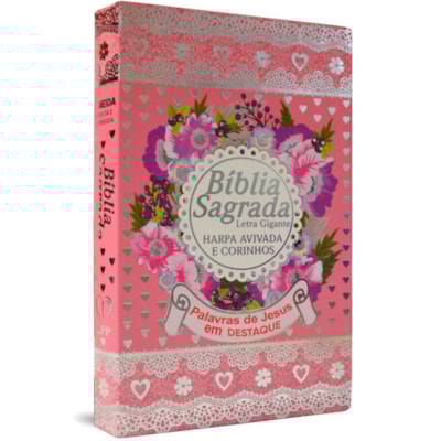 Bíblia Sagrada com Harpa Avivada e Corinhos | Letra Gigante | ARC | Laminada Rosa
