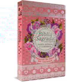 Bíblia Sagrada com Harpa Avivada e Corinhos | Letra Gigante | ARC | Laminada Rosa